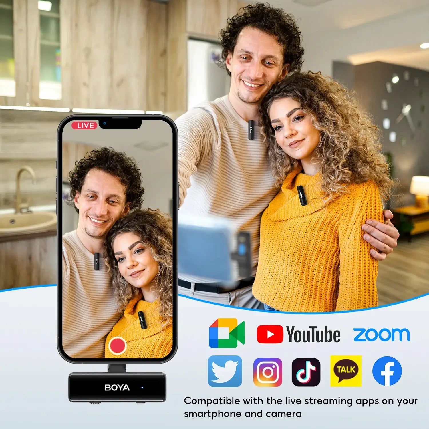 BOYA BOYALINK Wireless Lavalier Lapel Microphone for iPhone Android DSLR Camera Youtube Live Streaming Audio Recording Interview