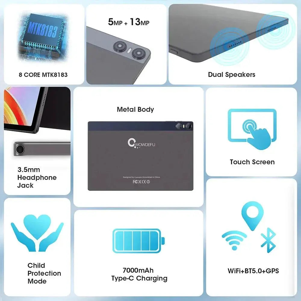 CWOWDEFU 2024 11 Inch 2K FHD Tablet MTK8183 Octa Core