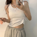 Tank Top for Women Ribbed Button Down Sleeveless Blouse