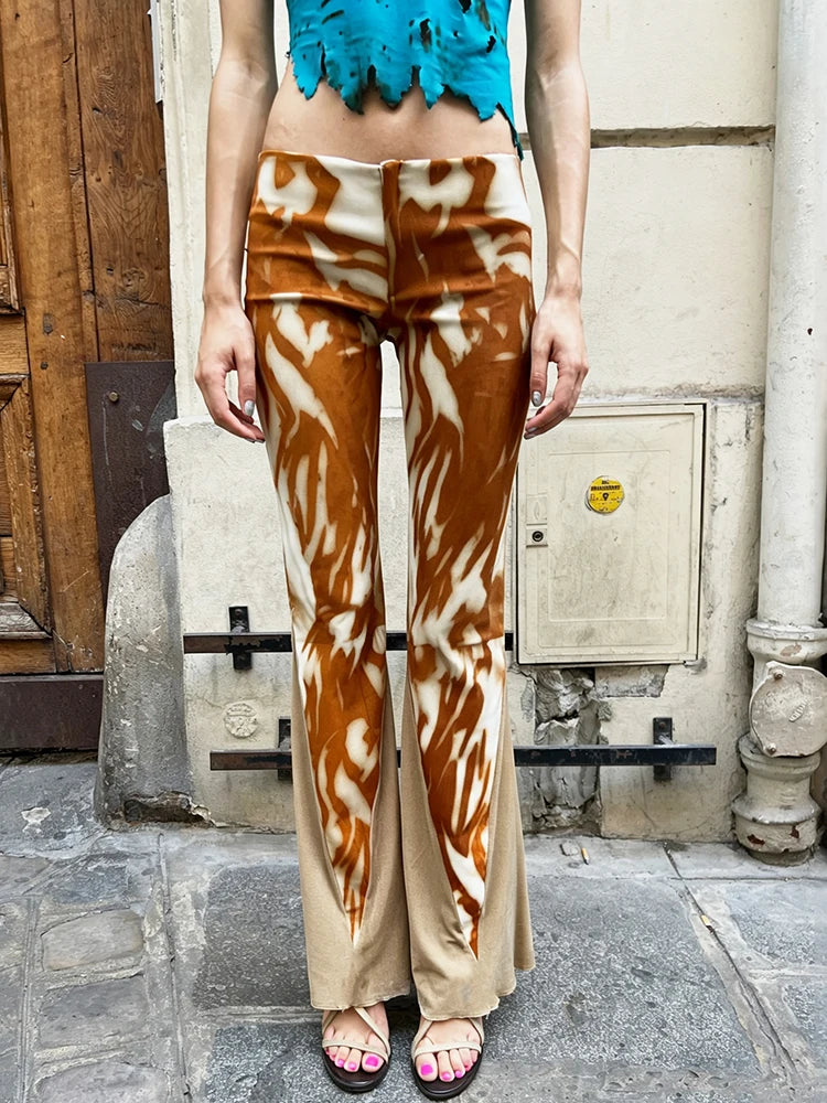 NIBBER Art Print Ruched Pants
