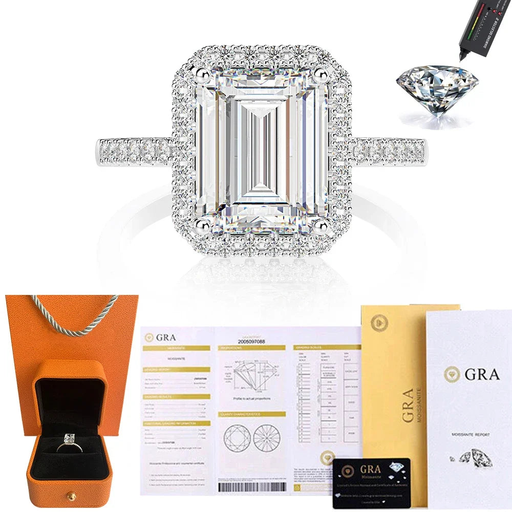Moissanite Ring in Sterling Silver Rectangle — product view 7