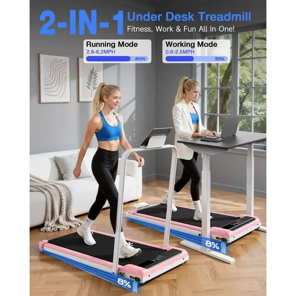 Portable 8% Incline Walking Pad with Handle, Ultra Quiet 3.5 HP Motor, LED Display & Remote Control, Supports Up to 320 lbs