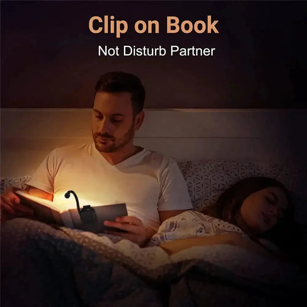 LED Clip On Book Light Adjustable Brightness For Travel