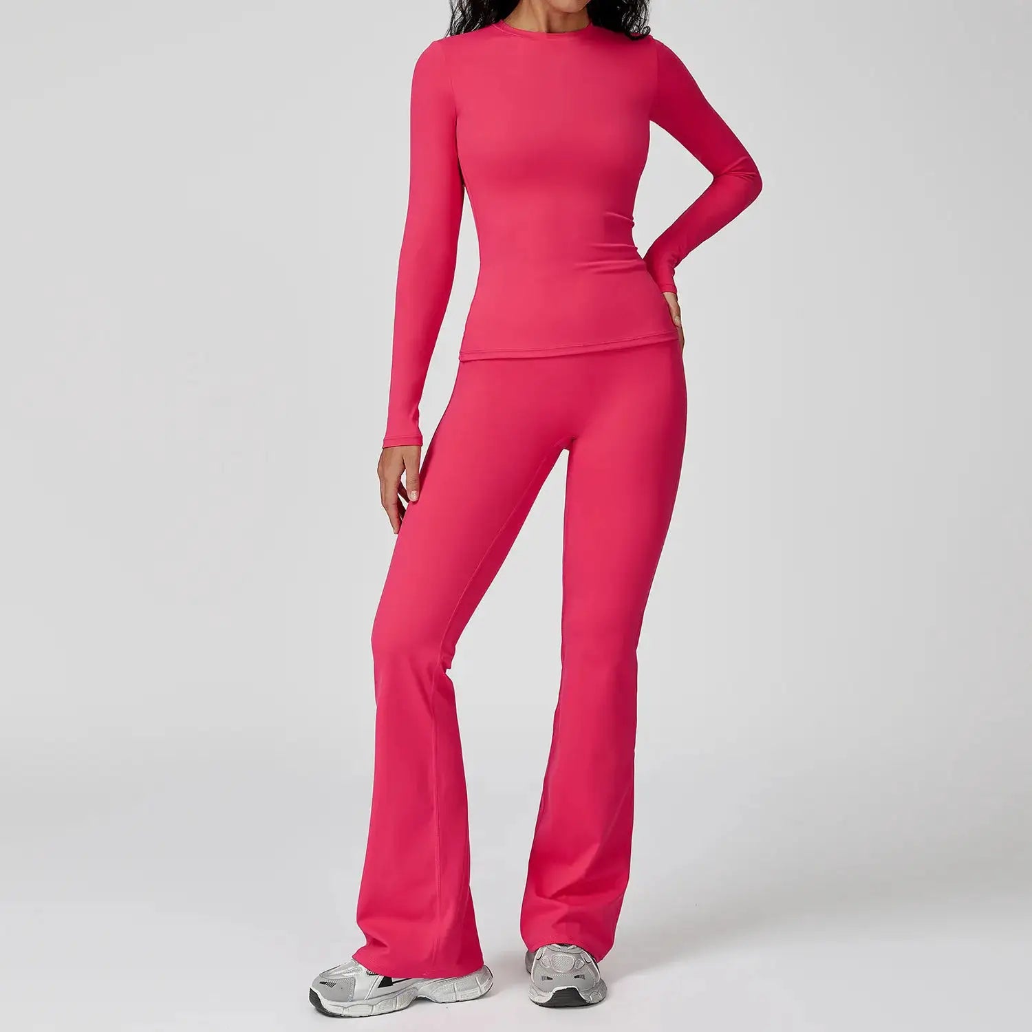 Yoga Set 2PCS Sportswear Sports Suits Women Tracksuits Gym Clothes Workout Legging Fitness Bra Crop Top Long Sleeve Sports Suit