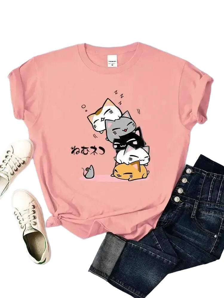 Cat Lovers T Shirt Comfort Sleeping Cats — product view 1