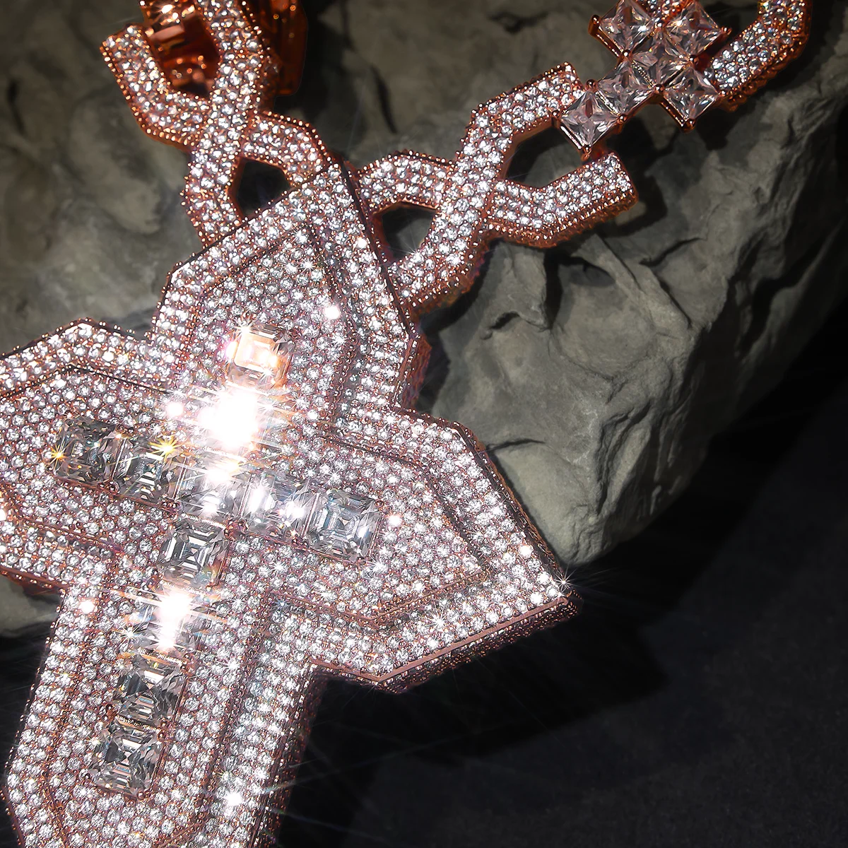 Iced Out Layered Cross Pendant