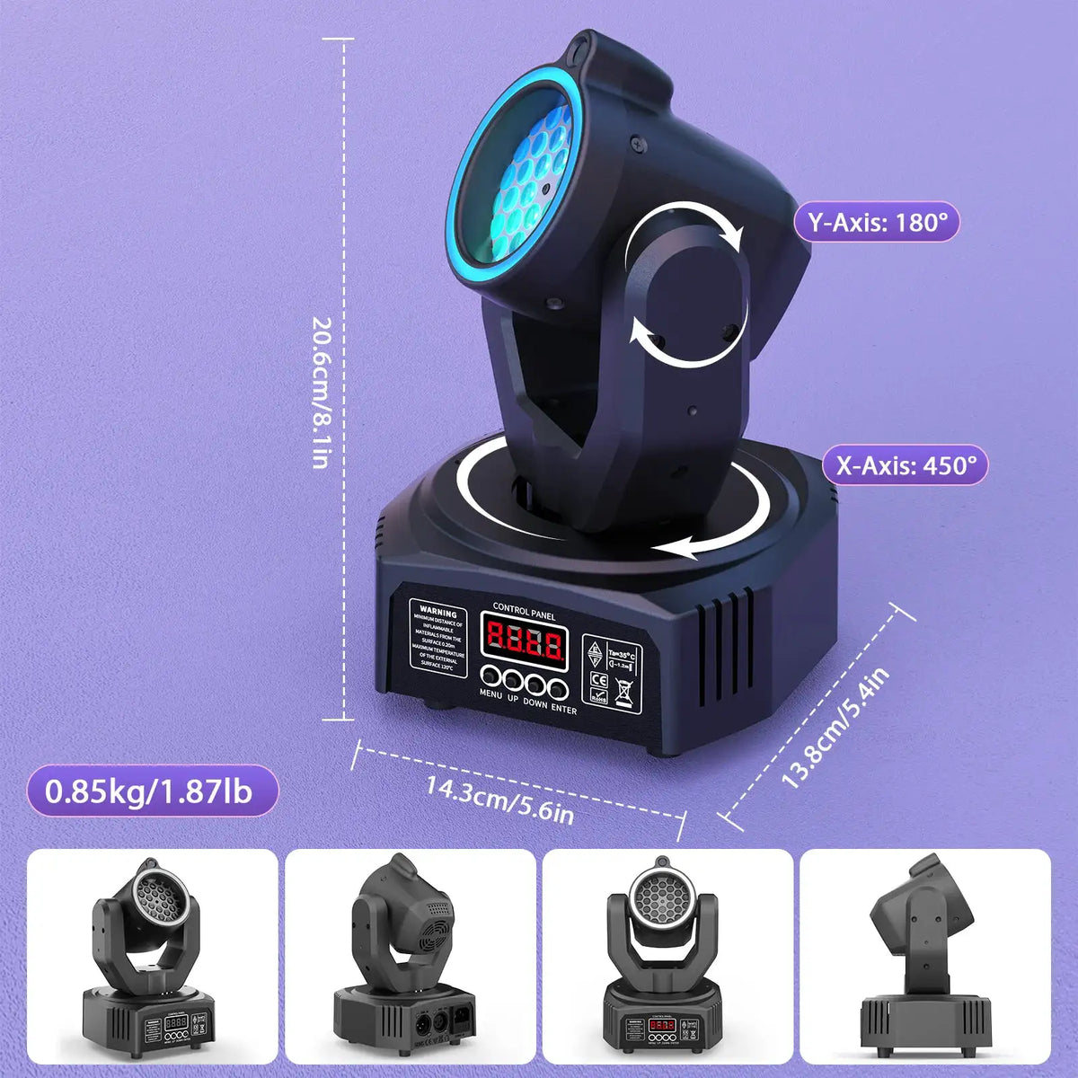 U'King Mini 30W Beam Pattern Moving Head Light RGB DMX Sound Activated Strobe Effect Stage Light for DJ Disco Party Christmas