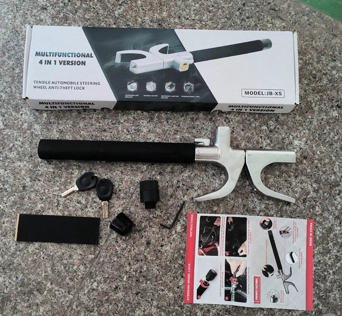 4In1 Car Steering Wheel Lock Adjustable Anti Theft Device - OurLum.com
