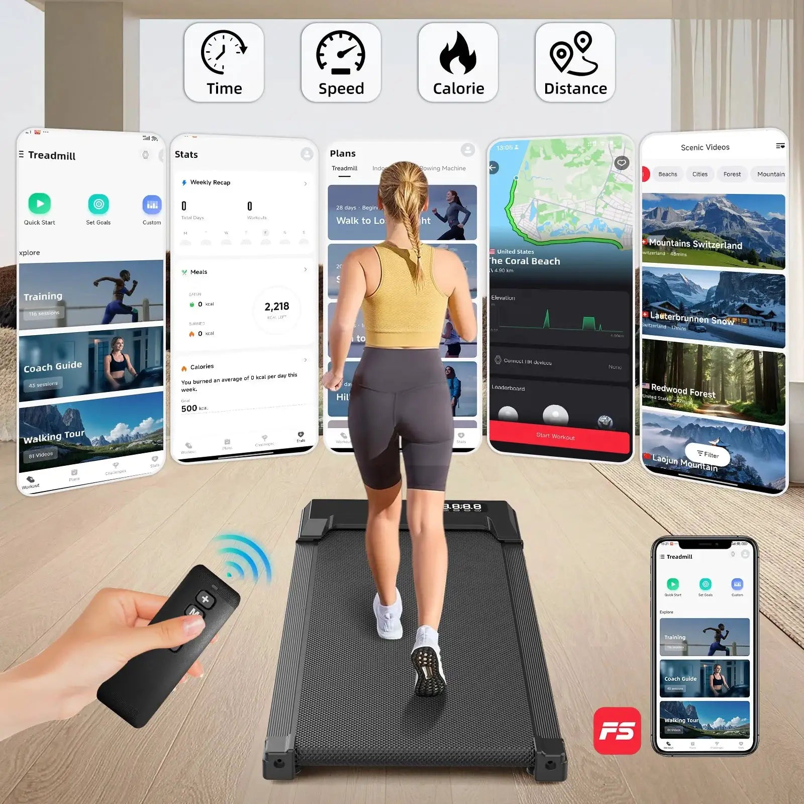 Foldable Under Desk Treadmill Electric Walking Pad,LED Display & App Control, Portable Mini Walking Machine for Home Office