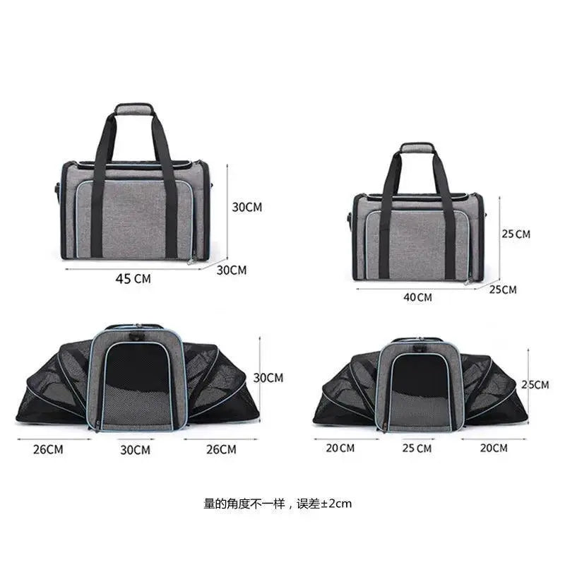 Portable Soft Sided Cat Carrier Handbag With Expandable Bag