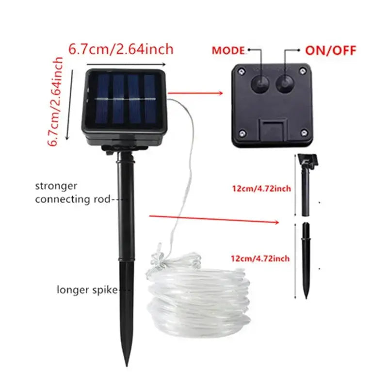 Solar LED String Light 50LED Tube Rope Lights Outdoor