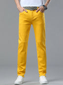 Four Season New Men's Yellow Jeans Fashion Business Casual