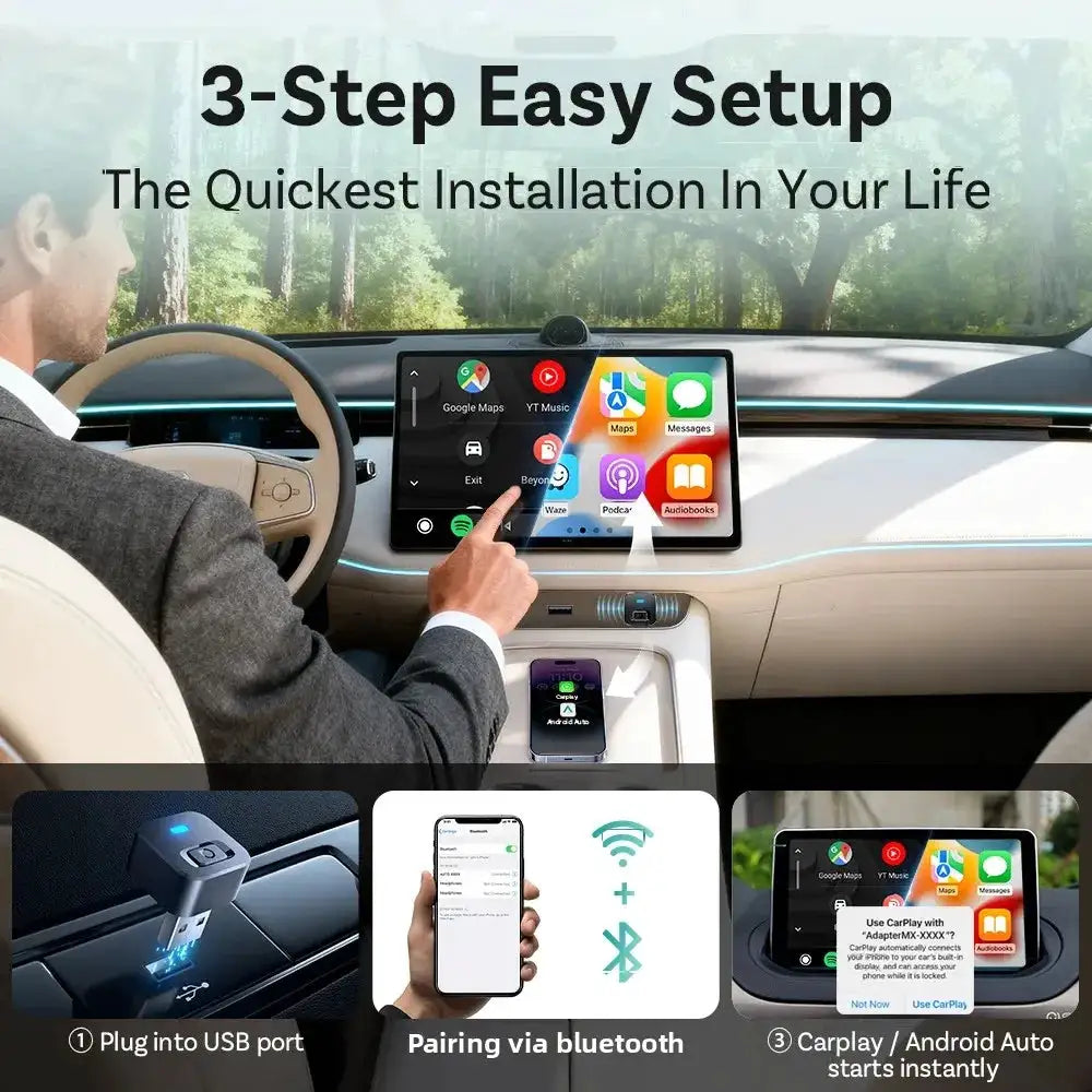 Ottocast Mini Dot Express 2 in 1 Wireless CarPlay Android Auto Adapter Plug Play Fast Connect USB Dongle for Benz Audi Toyota