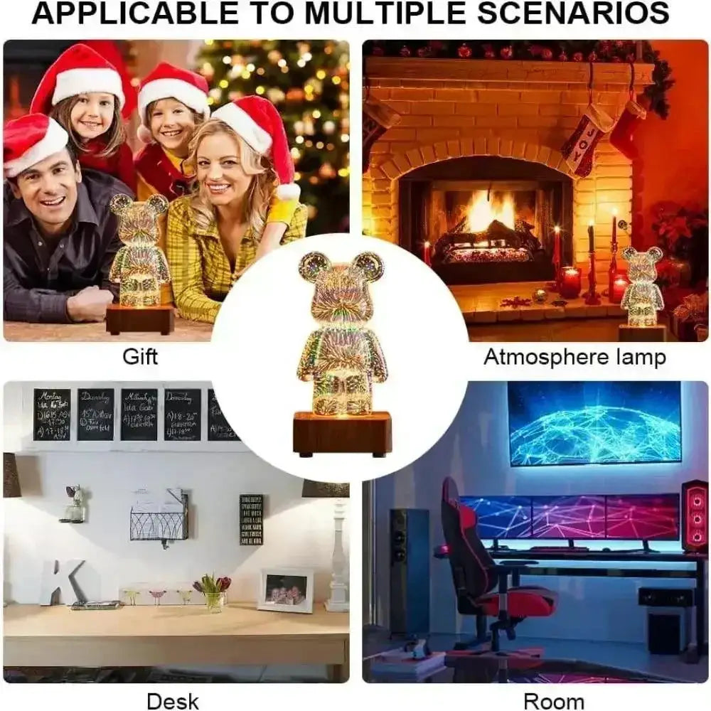 Fireworks Bear Lamp 3D Night Light Colorful Decor For Room