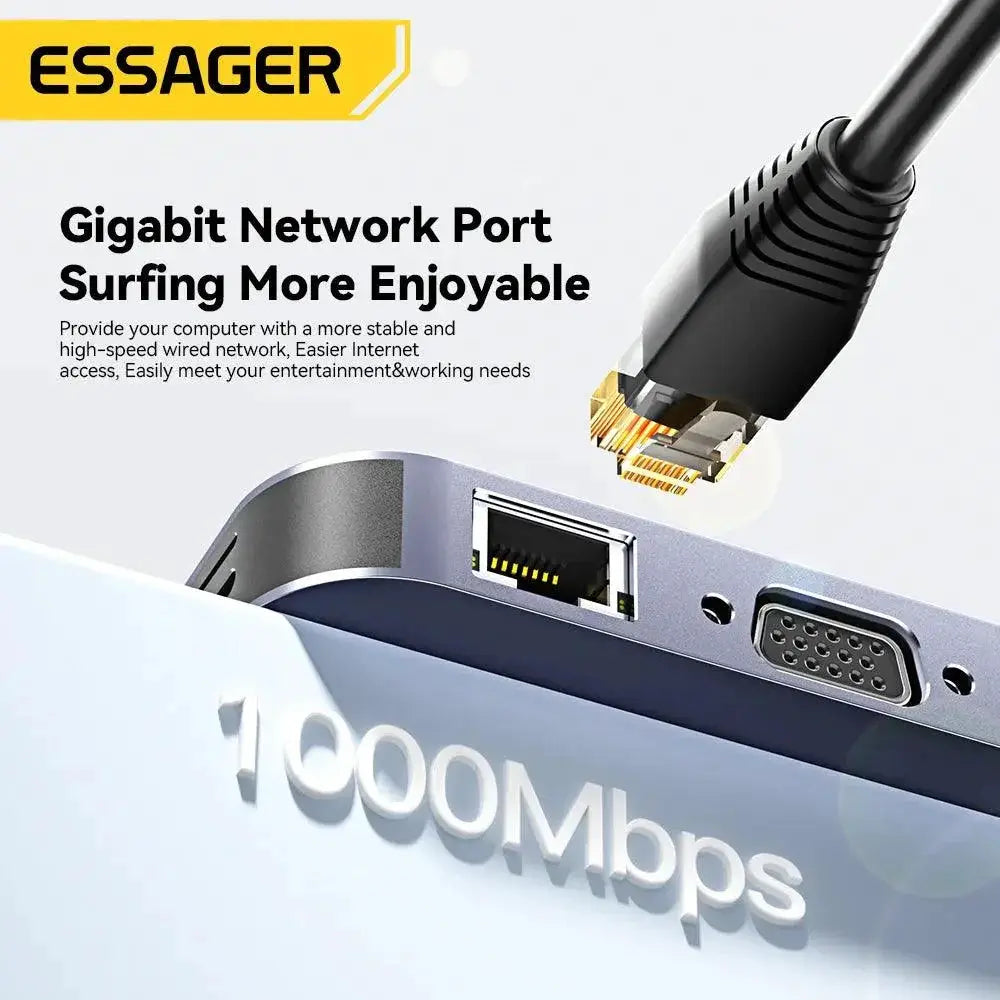 Essager 11 In 1 USB C Hub Docking Station 4K 30Hz Adapter