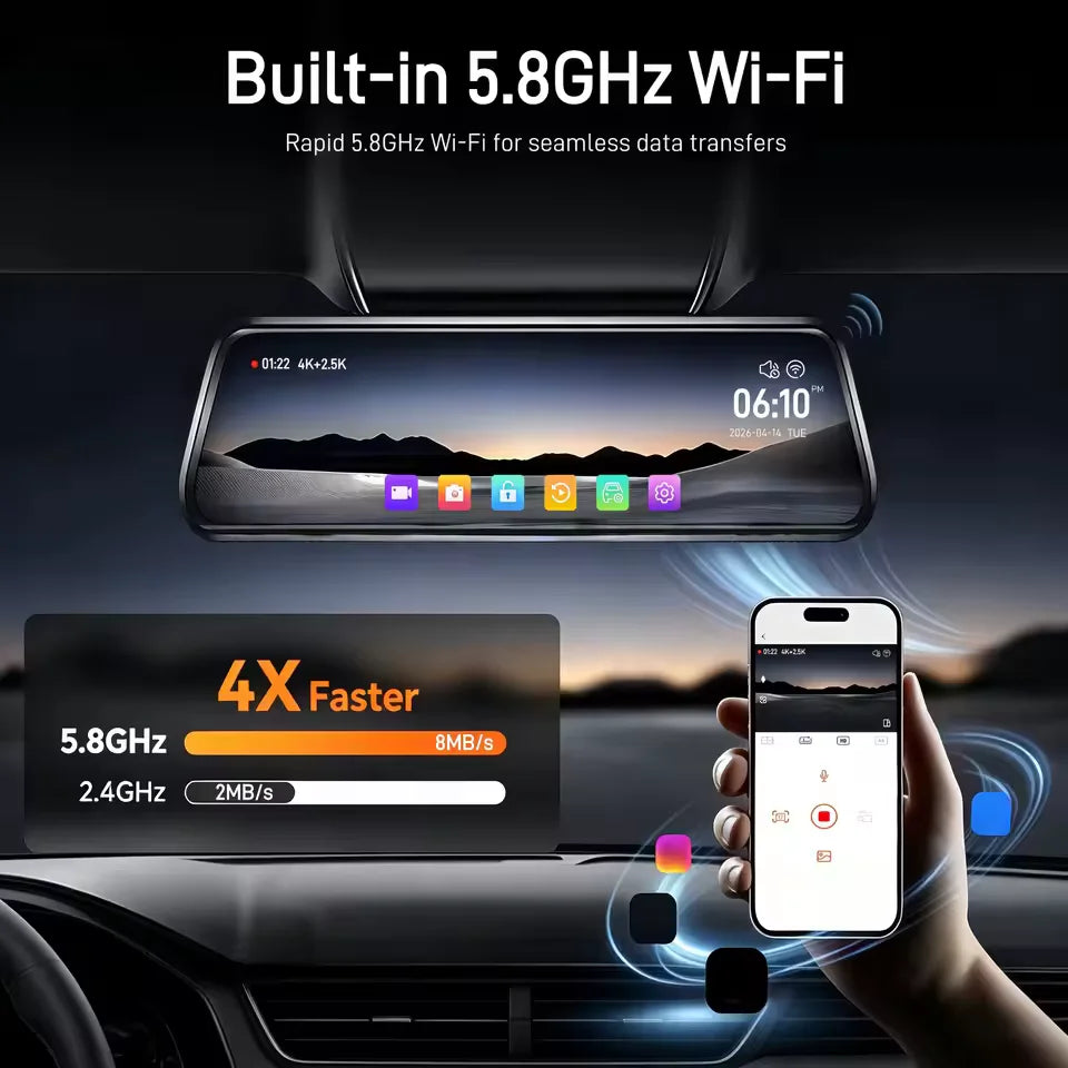 Touch Screen Mirror Dash Cam Front and Rear, Dual Recording — product view 4