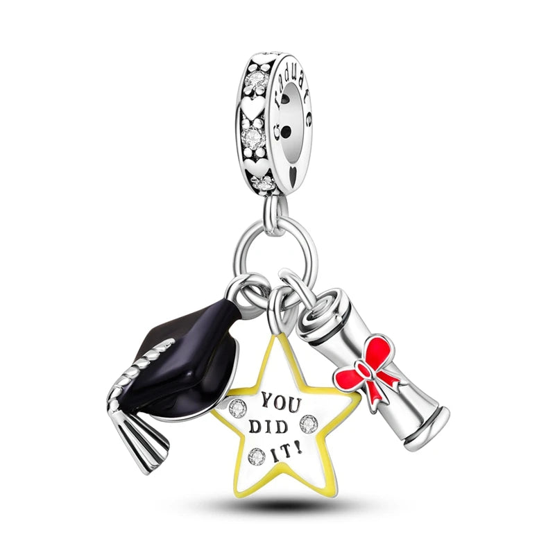 Charm Sterling Silver Happy Graduation