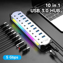 10 Port USB Hub With Power Supply