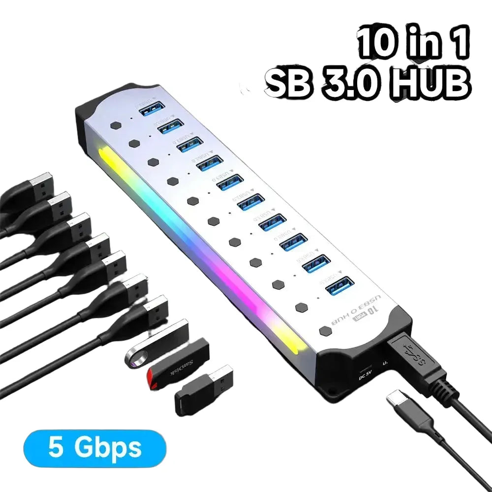 Port USB Hub - Powered RGB Switch — product view 1