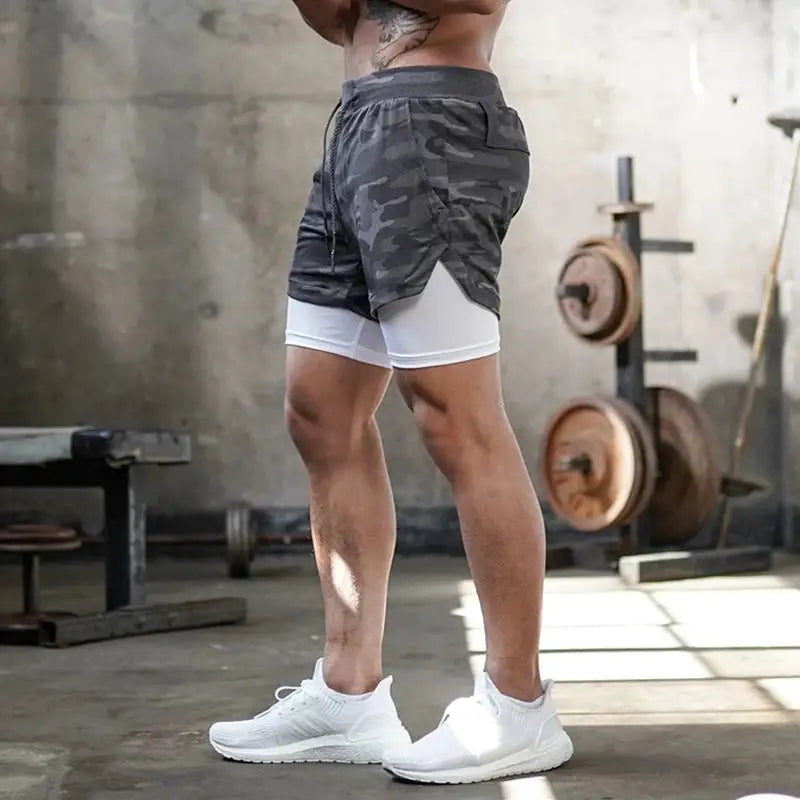 Men's 2-In-1 Camo Running and Gym Shorts Quick Dry - product image 6