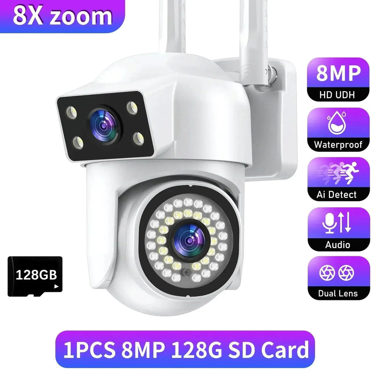 Business Outdoor Camera for Safer Alerts — 1PCS-8MP-NO Card