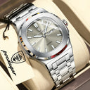 POEDAGAR Square Steel Men Luminous Watch