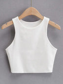 Women's Stylish O-Neck Tank Tops Elegant Double Nylon Sleeveless