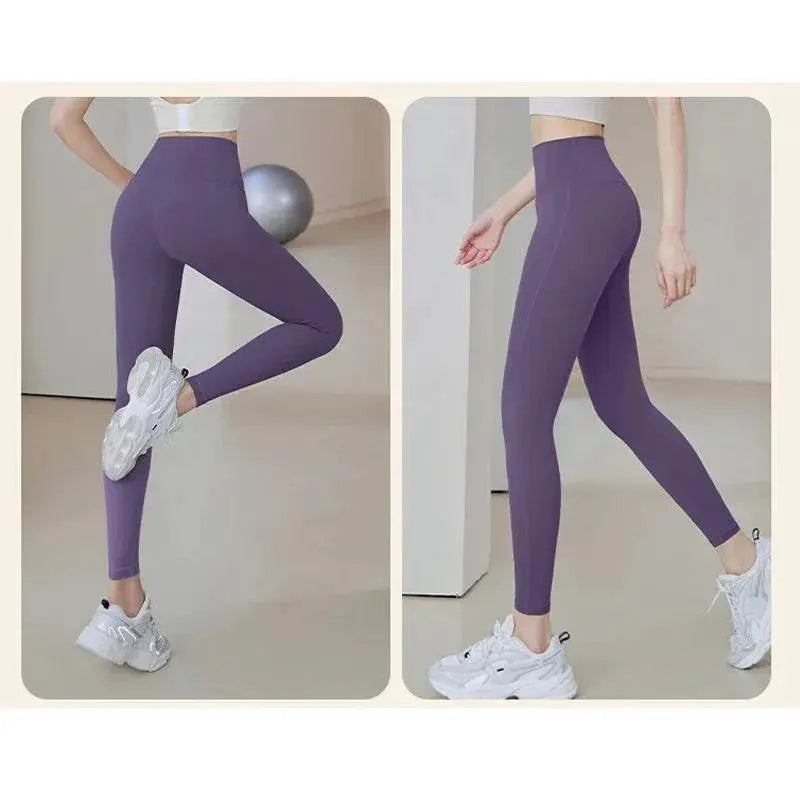 Sculpted Ribbed Yoga Leggings Fashionable High Waist Pants