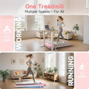 Pink Portable Quiet Incline Underdesk Walking Pad With Handlebars
