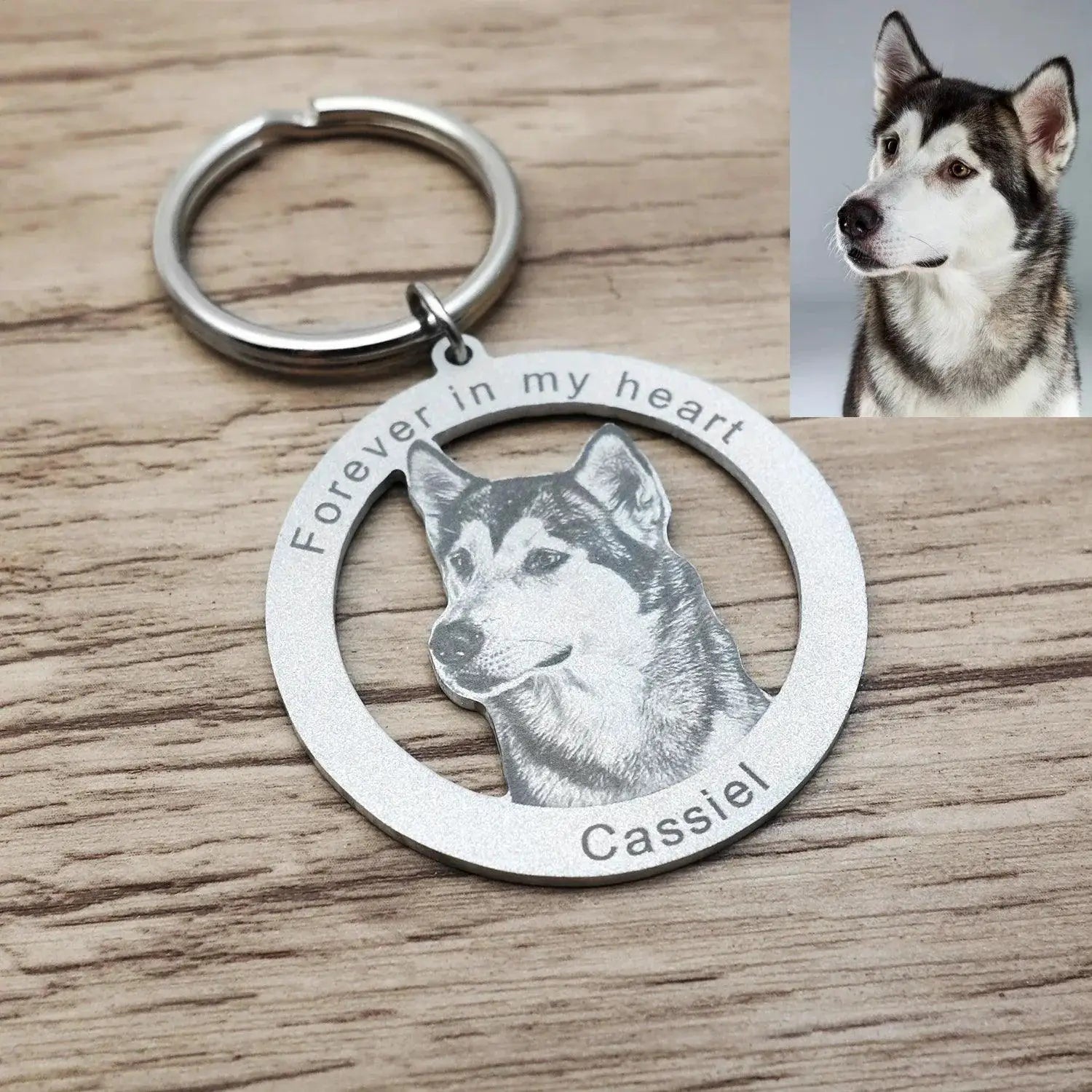 Custom Pet Portrait Engraved Keychain Gift For Pet Lovers
