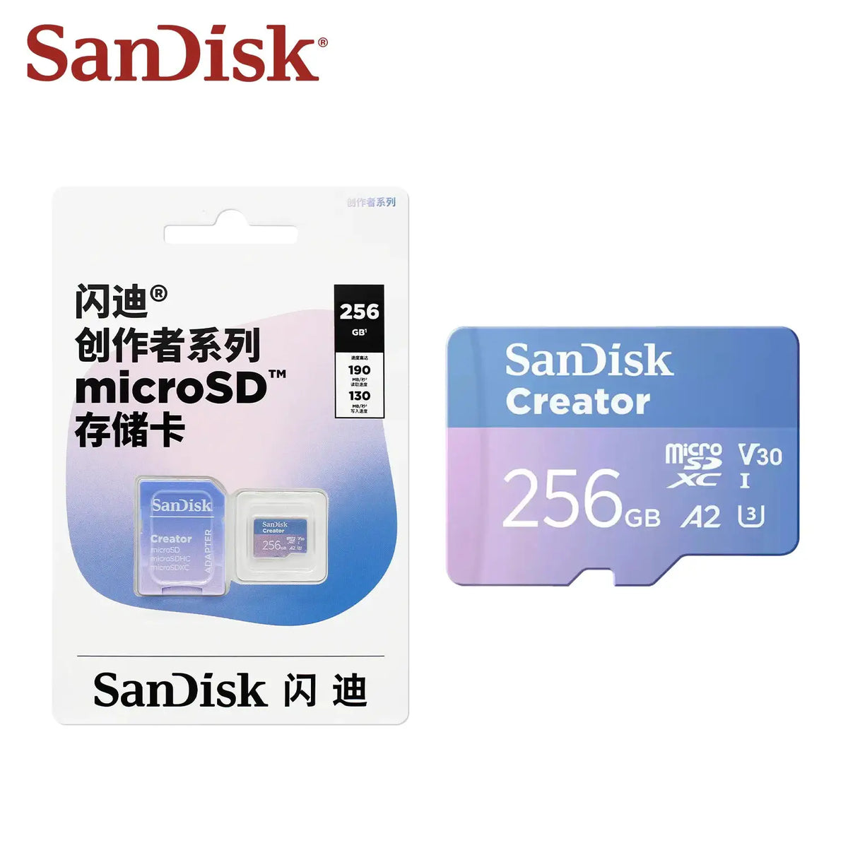 Original SanDisk microSD Memory Card 128GB 256GB 512GB 1TB 4K V30 A2 microSDXC Flash Card for Drones Action cam Tablet Max 190Mb