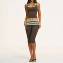 Fitness Set Women Stripes Polka Dot Capri