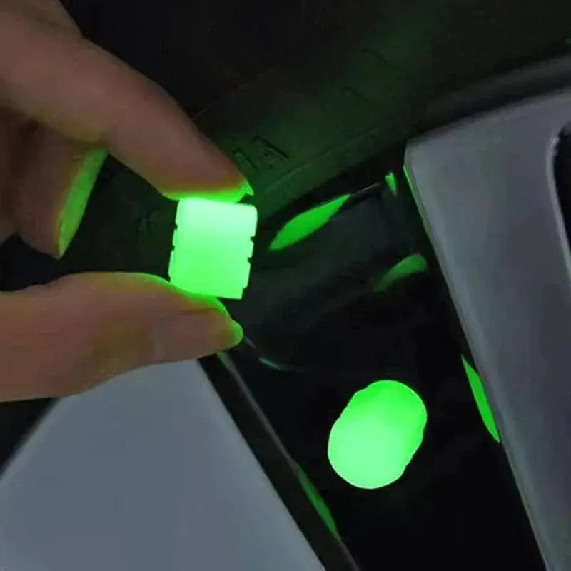 Luminous Glow Wheel Valve Caps 4 Pack For Night Visibility