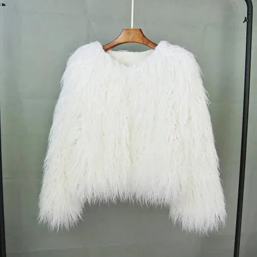 Pink Faux Fur Jacket Elegant Blush Winter Coat For Women