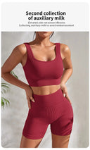 Yoga Set for Women Fitness Seamless Ribbed 2-Piece