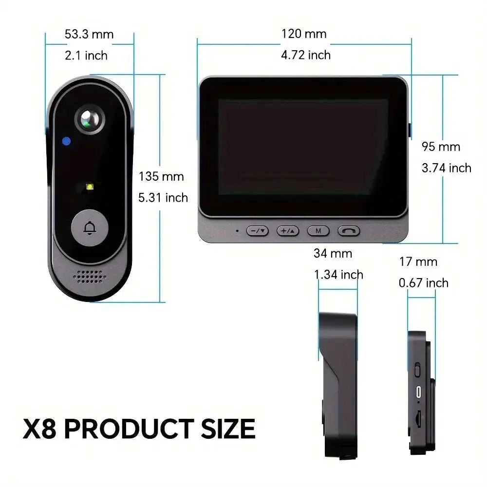 Wireless Wifi Doorbell Camera 1080P Video Intercom Doorbell Waterproof 4.3in IPS Screen Home Security Door Bell IR Night Vision