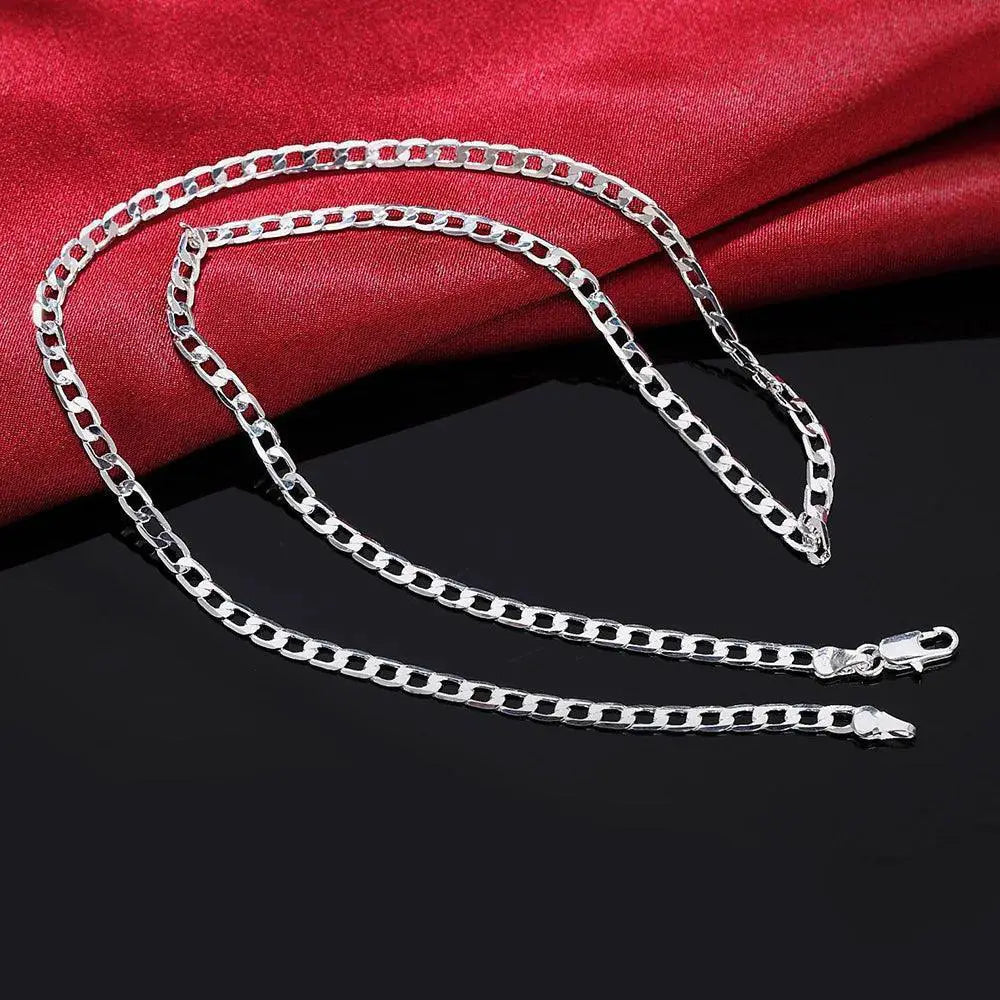 Unisex 925 Sterling Silver Face Chain Necklace Jewelry
