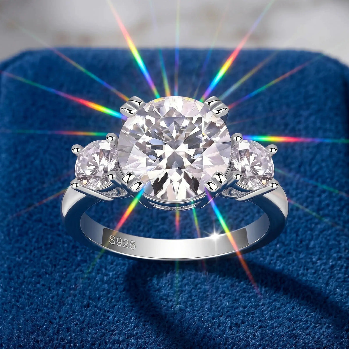 Classic Three Stone Moissanite Ring Style OBBHD — product image 1