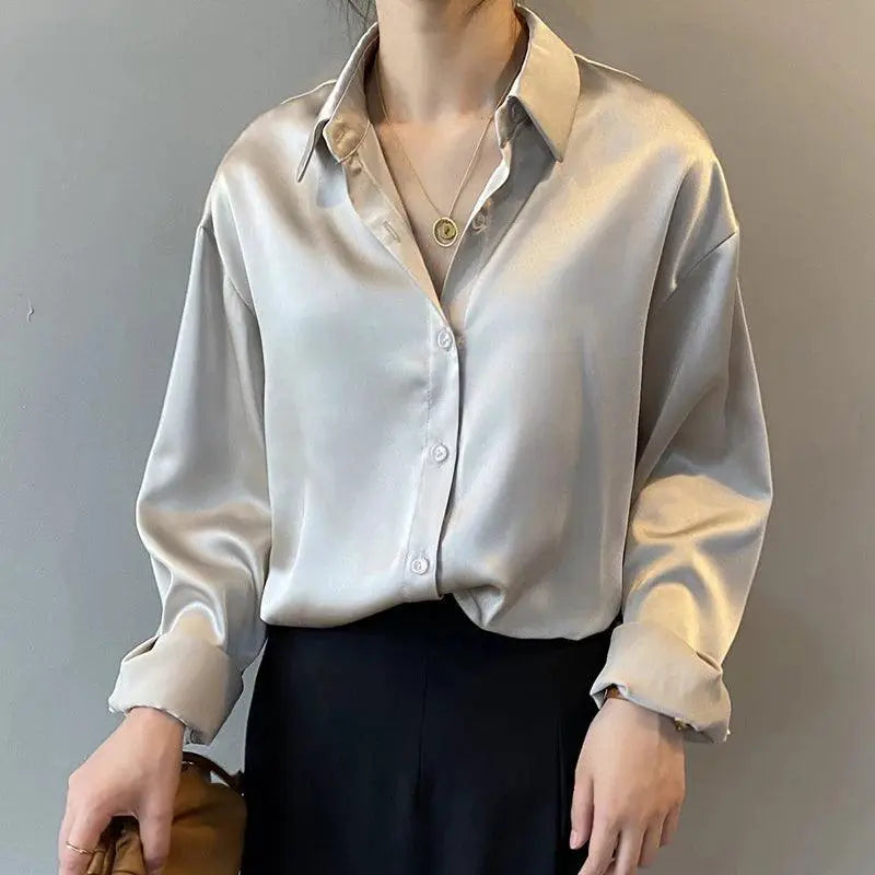 Autumn Vintage White Button Up Shirt Streetwear Blouse