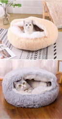 Winter Dog Plush Round Bed Mattress for Small Medium Pets