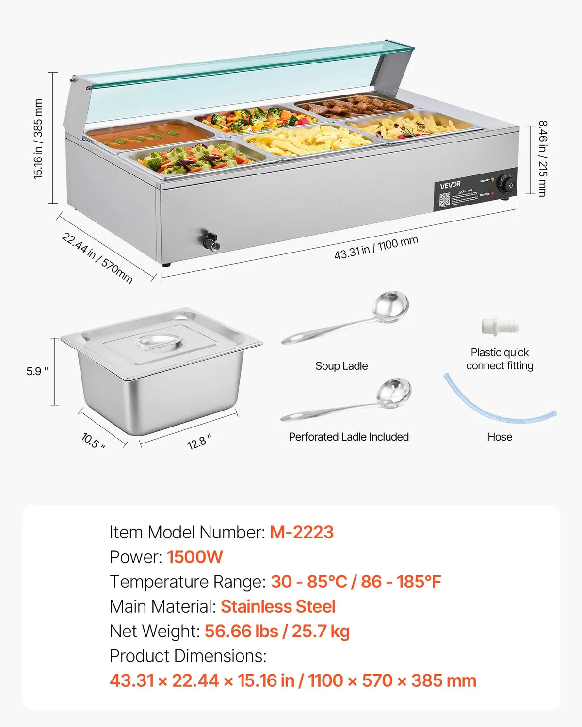 SucceBuy Commercial Food Warmer Electric Stainless Steel Steam — product view 10