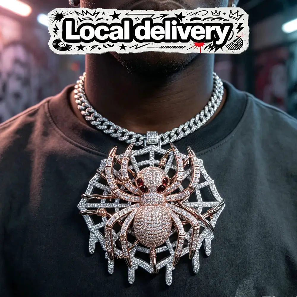 Iced Spider Web Pendant Gold — product image 1