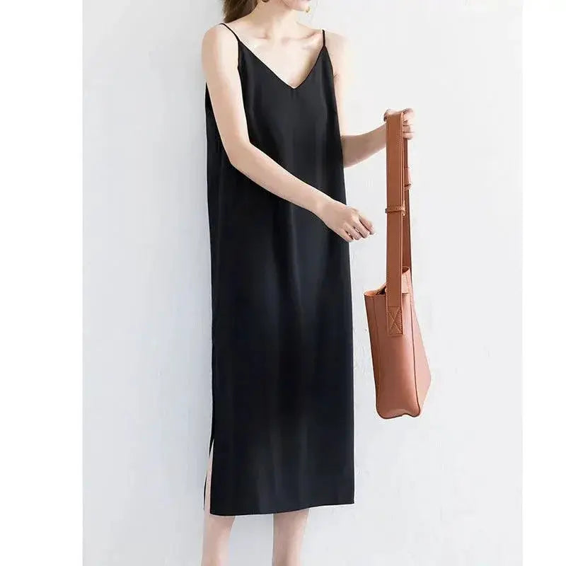 Slimming V Neck Midi Dress Chic Comfort Stylish Fit Everyday