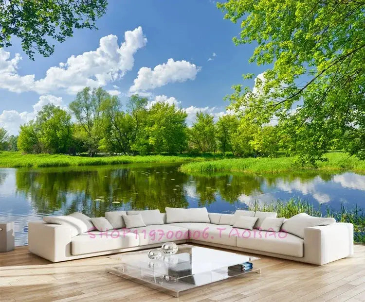 3D Living Room Window Illusion Self Adhesive Wallpaper