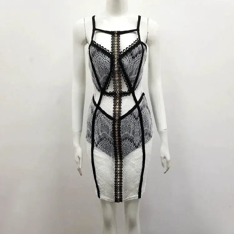 Sultry Hollow Halter Neck Dress For Nightclub Chic Versatile