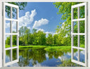 Living Room Window Illusion Wallpaper