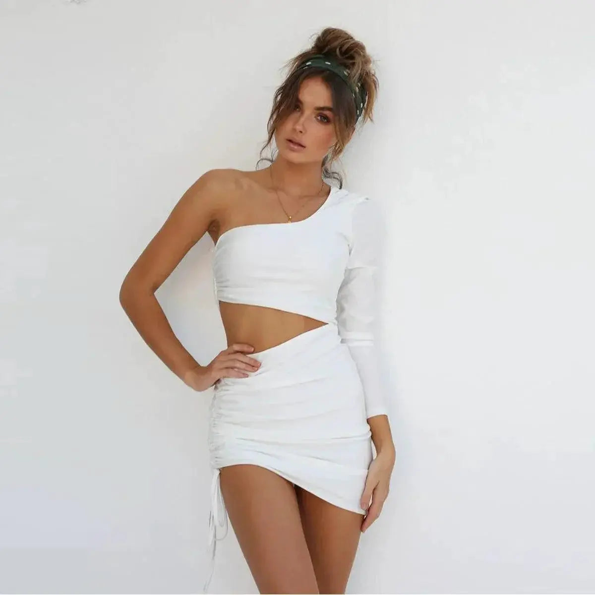 Ruched One Shoulder Dress With Chic Twist Modern Elegance