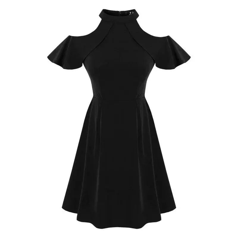 Black A Line Dress With Ruffles For Summer Fashion