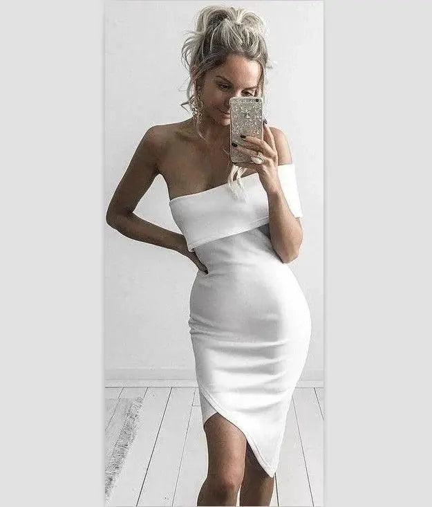 Spring White Bandage Dress With Side Slit Party Outfit