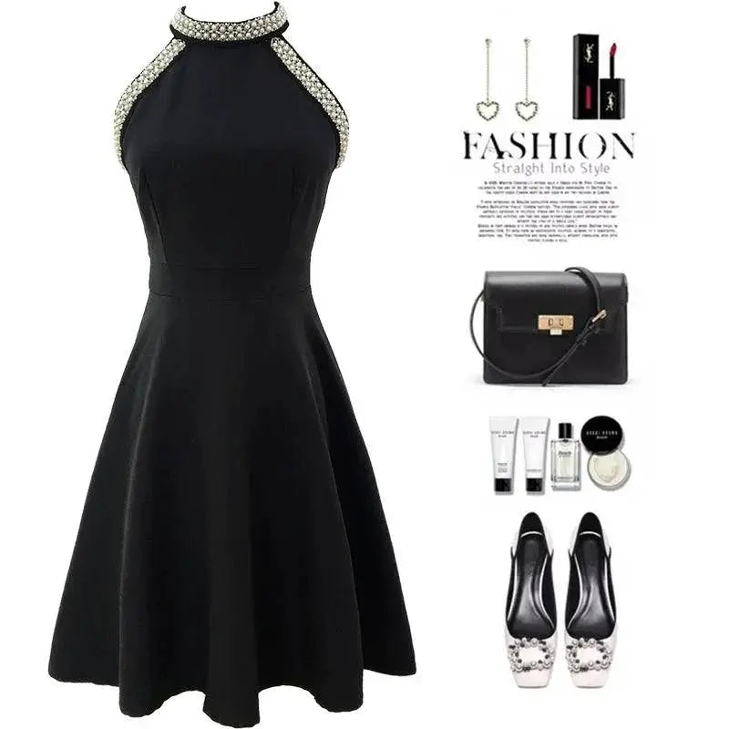 Black Halter Dress For Millennials Elegant Style Dress